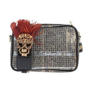 GUM DESIGN Grey Cross-body bag removable shoulder strap golden skull jew…